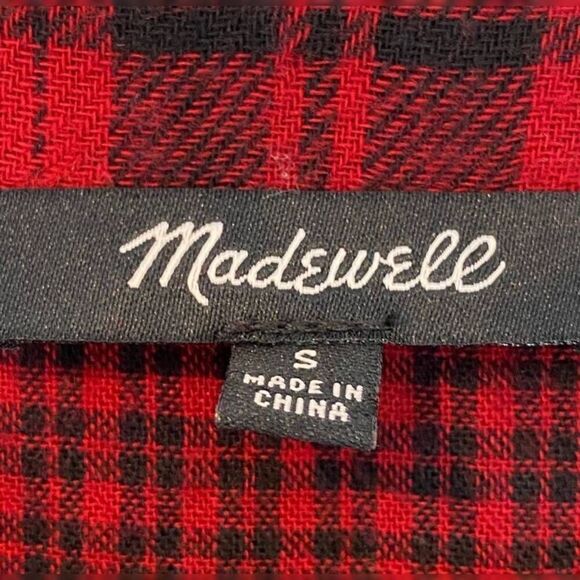 Madewell Curtis Plaid Herald Red  Flannel Tee size Small - Picture 5 of 9